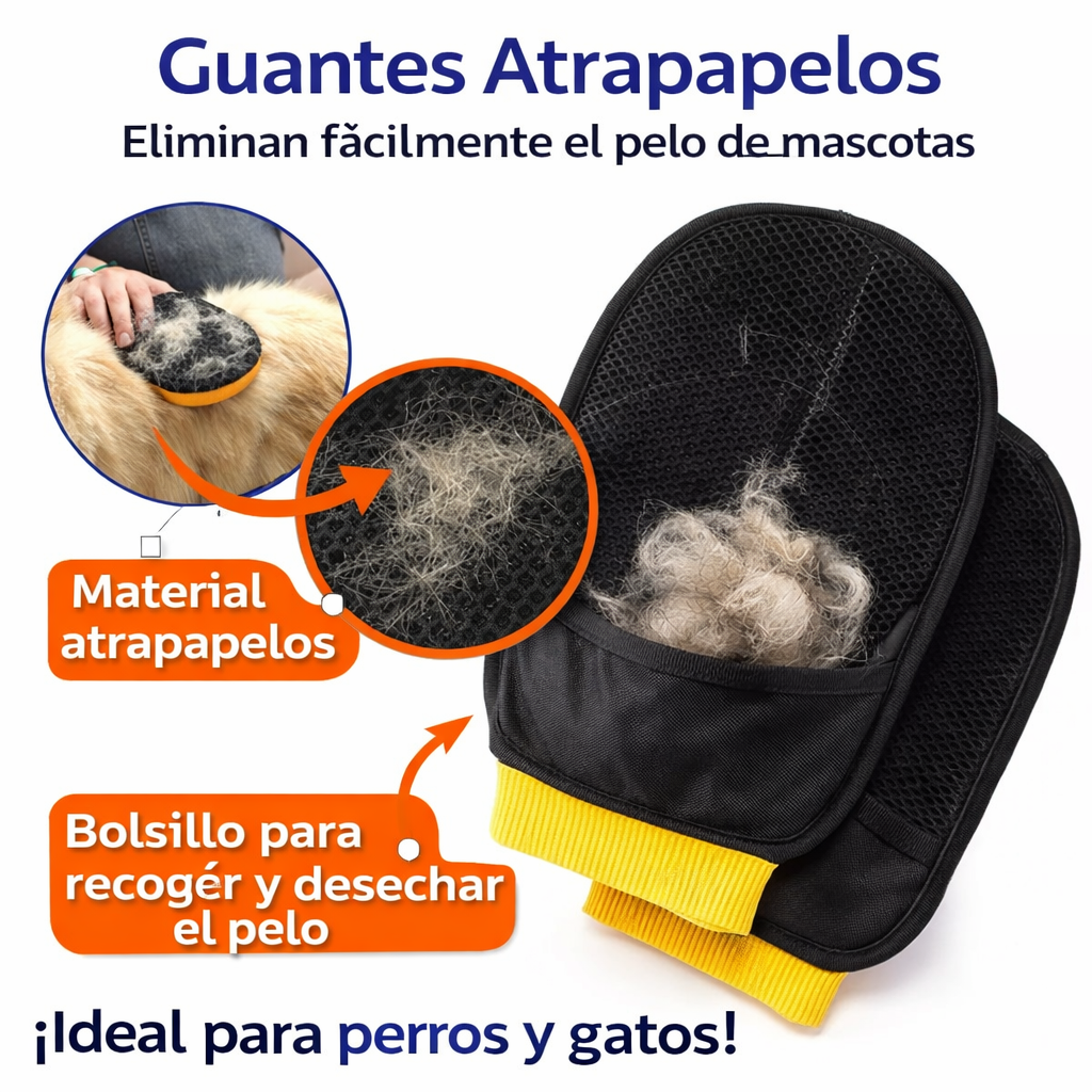 Guante atrapa pelos y forro para asiento de auto