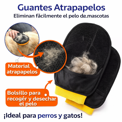 Guante atrapa pelos y forro para asiento de auto